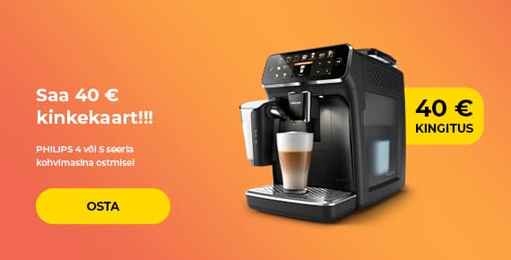 Saa 40 € kinkekaart!!! PHILIPS 4 või 5 seeria kohvimasina ostmisel